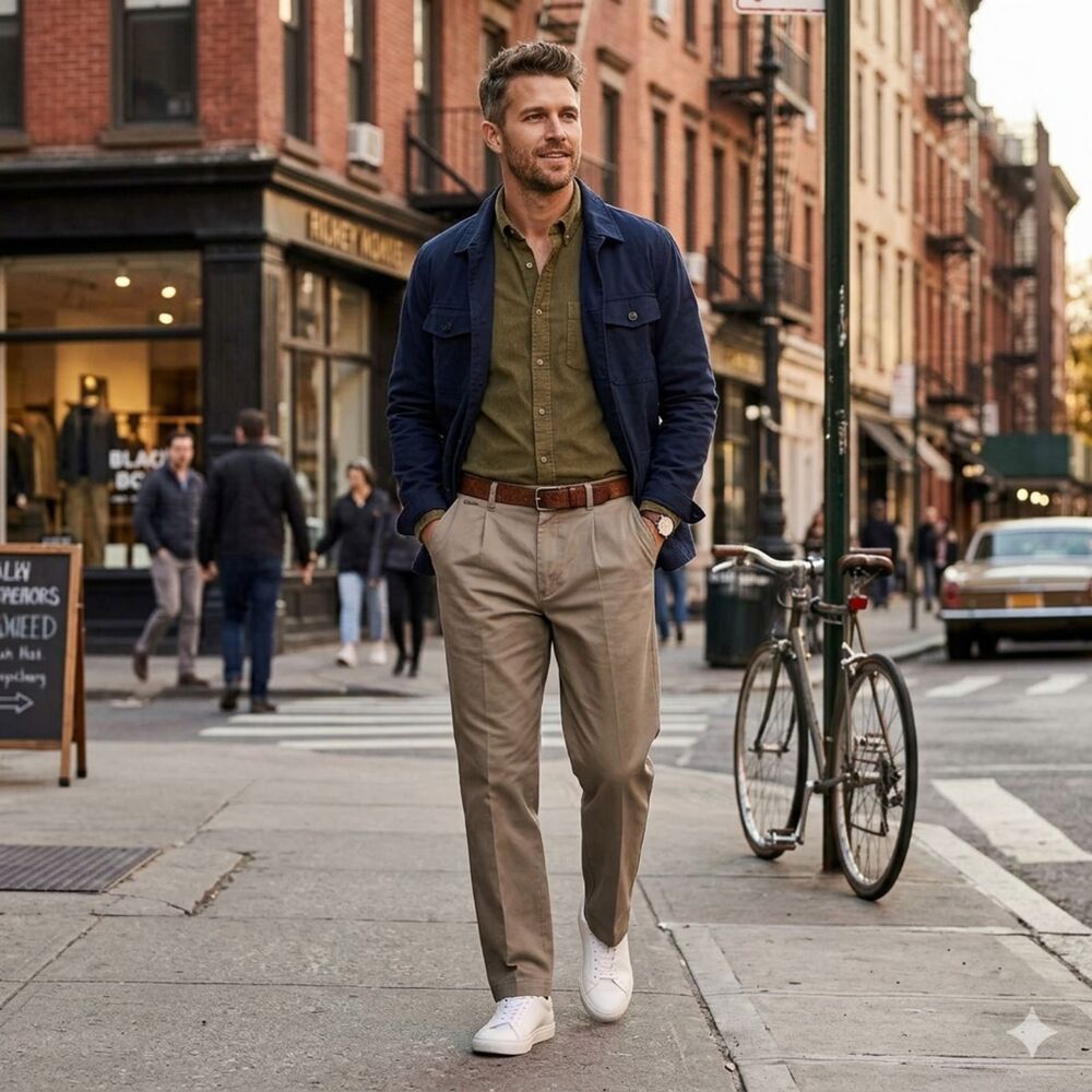 Lee Men's 42x32 Khaki Tan Pleated Front Straight Pants Casual Trouser Slacks